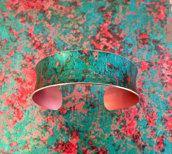 copper cyan patina anodised aluminium jewellery collection turquoise red orange lightweight adjustable bangles earrings necklace ring