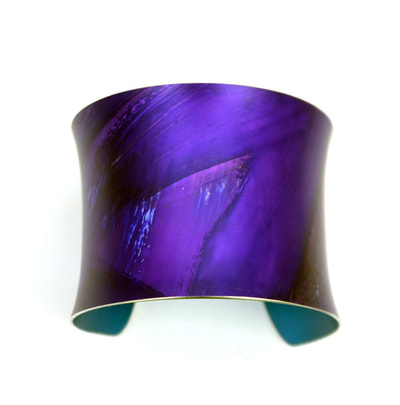 purple statement chunky cuff bangle anodised aluminium jewellery